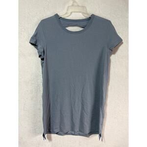 Lululemon Day Tripper Dress Blue Pima Cotton Open Back Short Sleeve